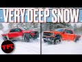 Ford Raptor Vs Ram TRX We Slam Both Into Very DEEP Snow To See Which Truck Makes It Back Home