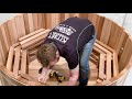 Living culture wood fired red cedar hot tub assembly