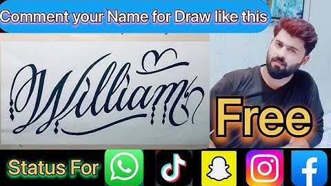 William Name Signature Calligraphy Status | How to Cursive write with cut Marker #william