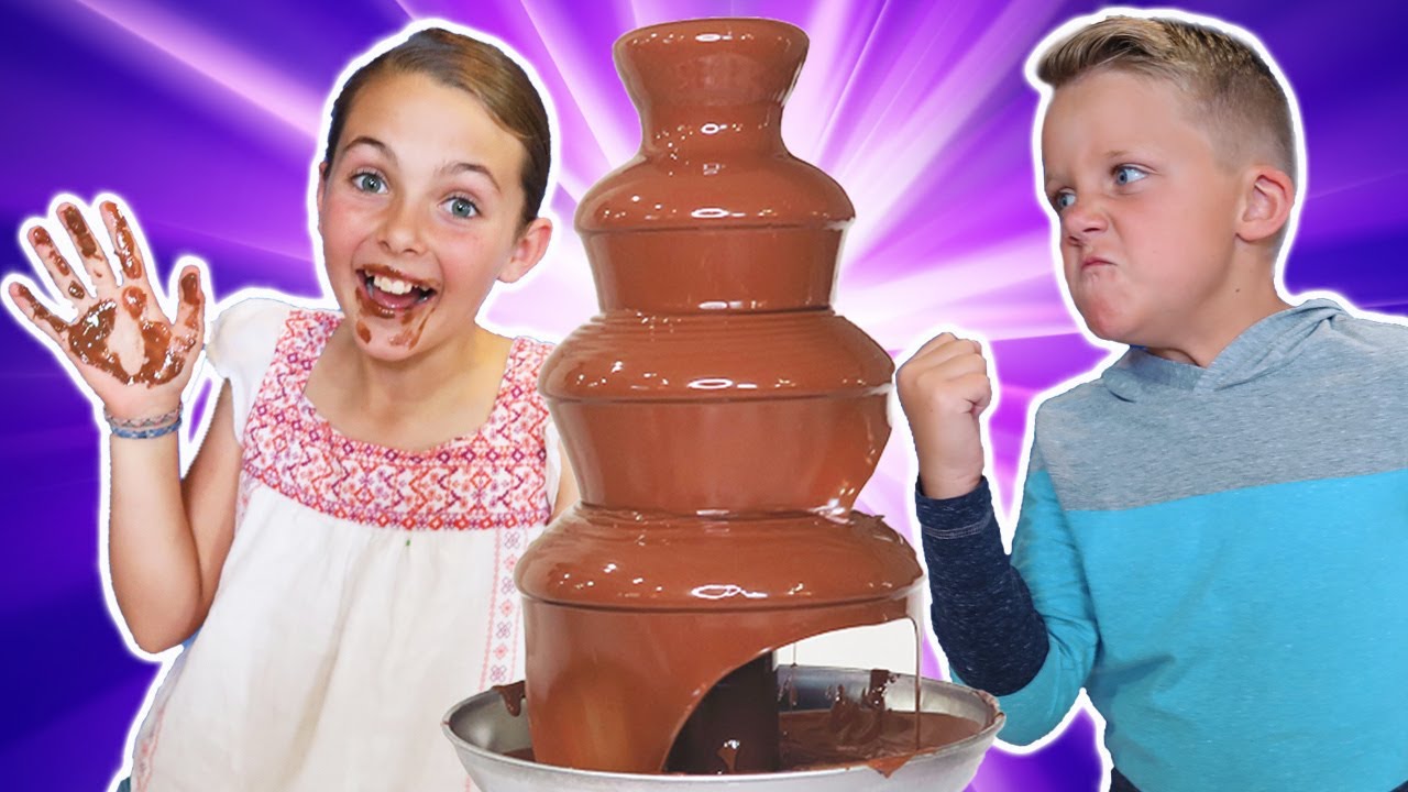 GIANT CHOCOLATE FOUNTAIN Game! Nutella, Gummy Candy, Funny Surprise Egg HUNT!