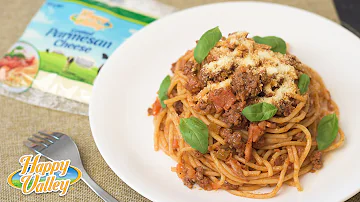 Spaghetti Bolognese Recipe with Happy Valley Parmesan Cheese