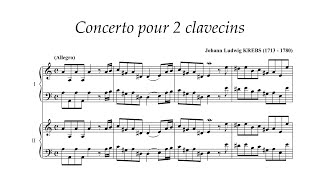 Krebs - Krebs-WV 480, Concerto for 2 harpsichords in A minor w/ score