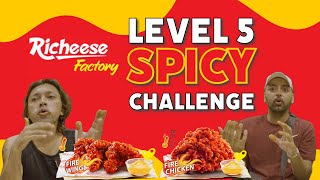 Pakistani American Brothers Try RICHEESE FACTORY LEVEL 5 FIRE CHICKEN 🇮🇩