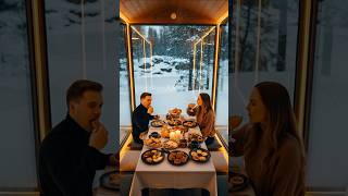 Romantic Winter Dinner in a Glass Cabin – Cozy &amp; Magical#GlassCabin #RomanticDinner #WinterMagic