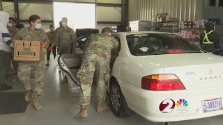 Ohio National Guard Unit helping food distribution at the FoodBank