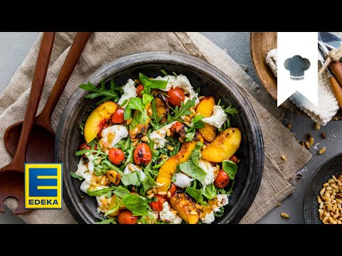 Video: Rucola-Salat Mit Honig-Nieselregen-Pfirsich-Rezept