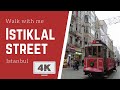 Istiklal street Istanbul walking tour in 4K: Taksim square to Galata Tower