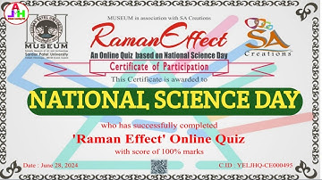National Science Day Quiz | Raman Effect Online Quiz | Science Day | Online Quiz Certificate