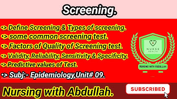 Screening in urdu hindi explaination|types of screening in urdu|bsn 6th semester|unit# 9|