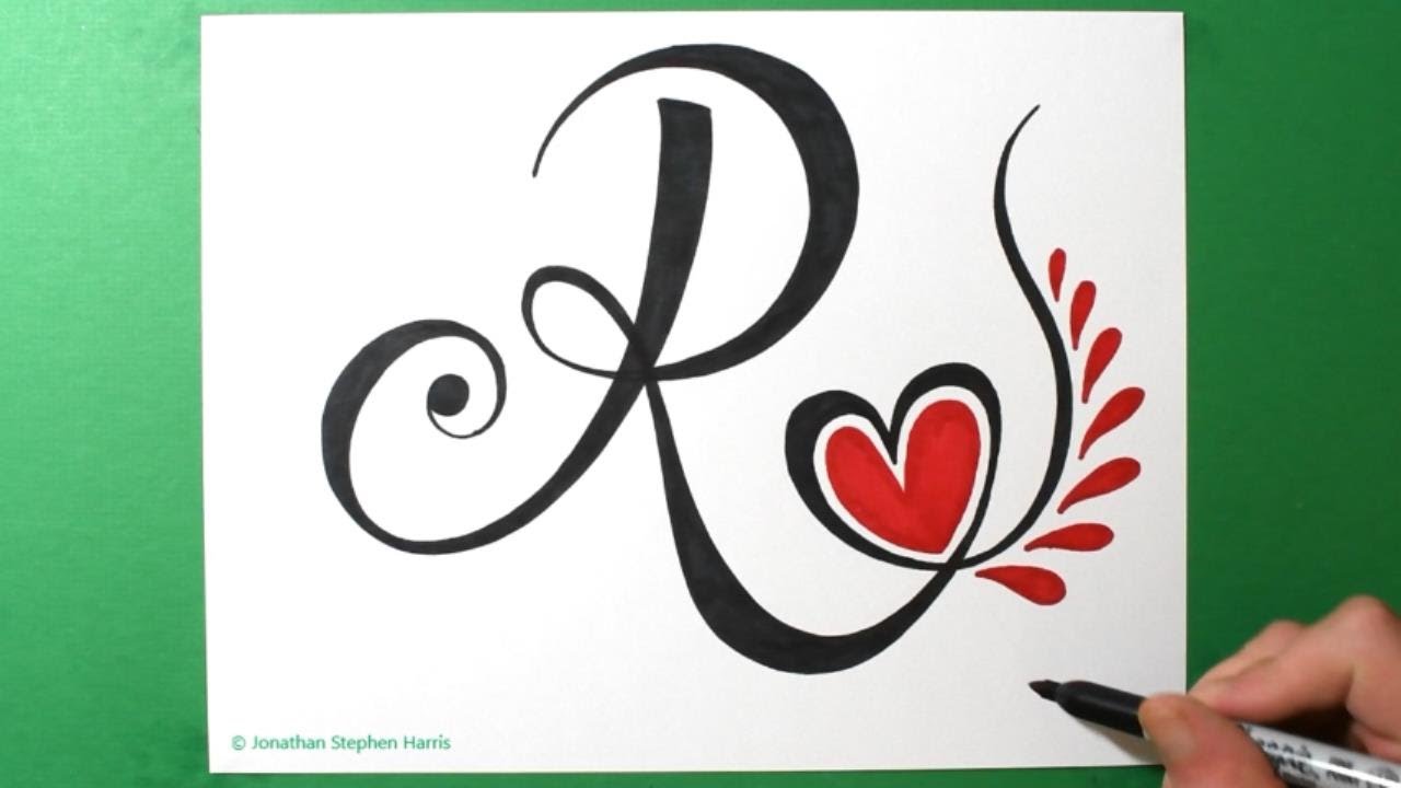 Download Fancy Lettering Idea Calligraphy Style Letter R Heart Vine Design Youtube