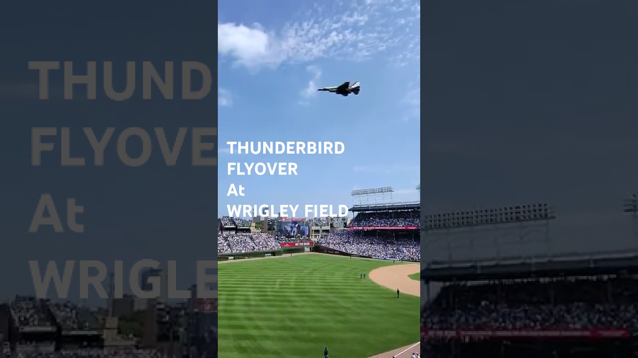 Air Force Thunderbird fighter jet flies over Cubs game seventh inning stretch by Hayden Christiensen