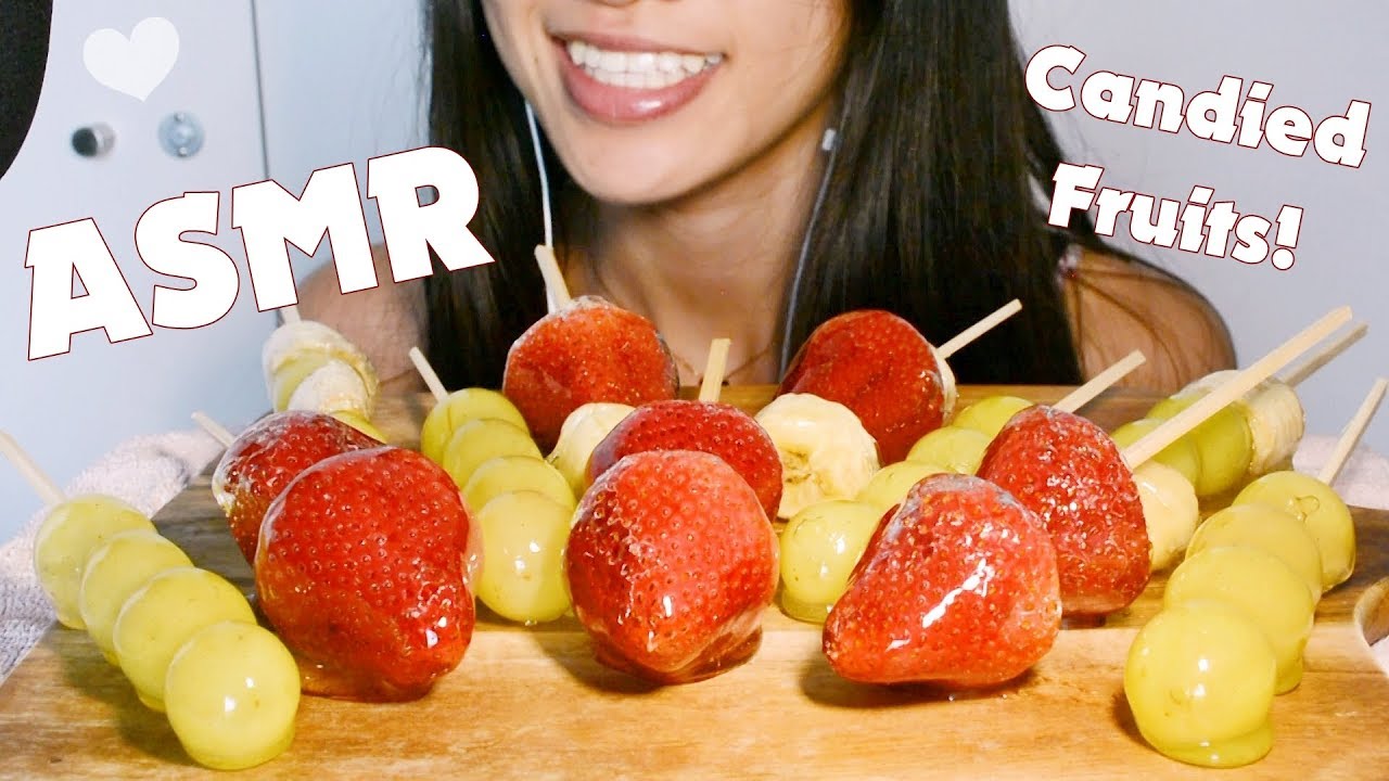 ASMR CANDIED FRUITS [Strawberries, Grapes, Bananas] EXTREME CRUNCHY