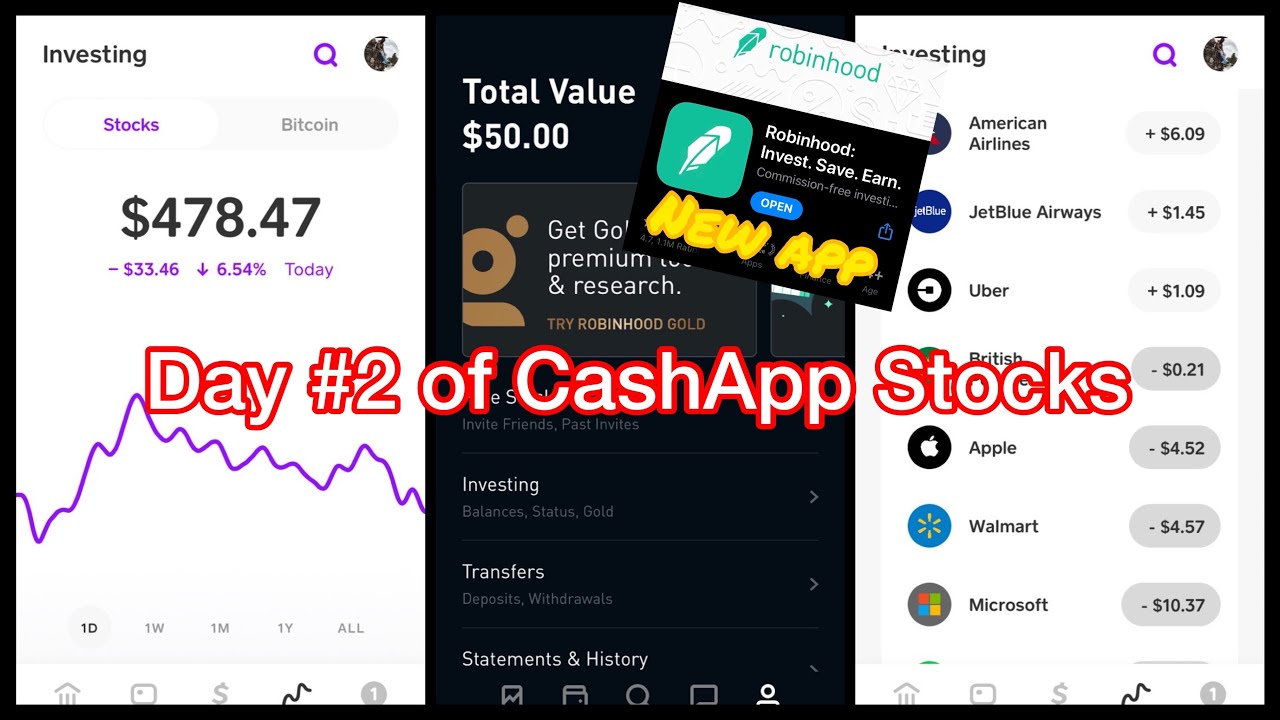 2nd day of INVESTING IN CASH APP STOCKS YouTube