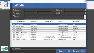 Mobile Shop Management Demo | 1. PARTY MASTER | C# Visual Studio 2012