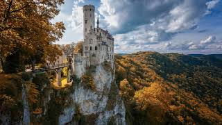 Картинка замок . Замок Лихтенштайн, крепость, скалы, облака, осень | Picture Lichtenstein Castle