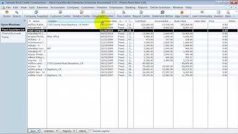 QuickBooks Training - Fixed Asset Item List