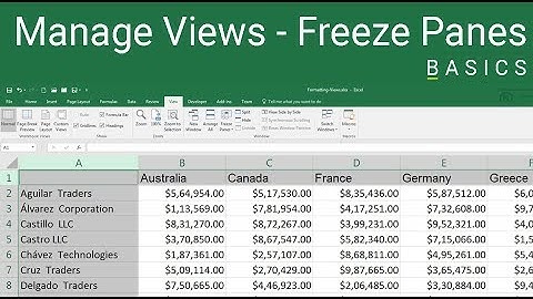 Excel Manage Views using Freeze Panes