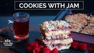 Tart jam recipe - Cookies with jam - Squares with jam - Shortbread biscuit - Cookies with berries -