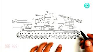 How To Draw Cartoon Tank Monster Arta-6 - Cartoons About Tanks