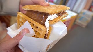 Nutella Whipped Cream Waffle - Korean Street Food