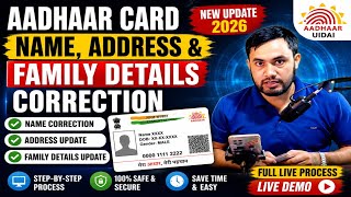 Aadhaar Card Name &amp; Address Correction Online 2026 | Full Step-by-Step Process 2025-26