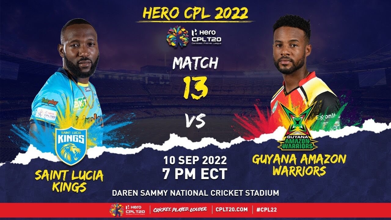 LIVE St Lucia Kings vs Guyana Amazon Warriors CPL 2022