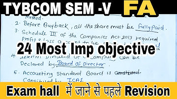 TYBCOM FA Most Imp objective question || Last Minute Revision Objective Question || Atul sir