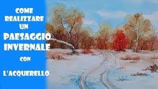 Tutorial Disegnare Un Paesaggio Invernale Ad Acquerello Natale La Neve Risuem Zima Youtube