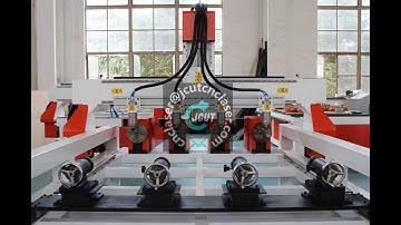Four heads and rotary axes JCUT CNC router machine