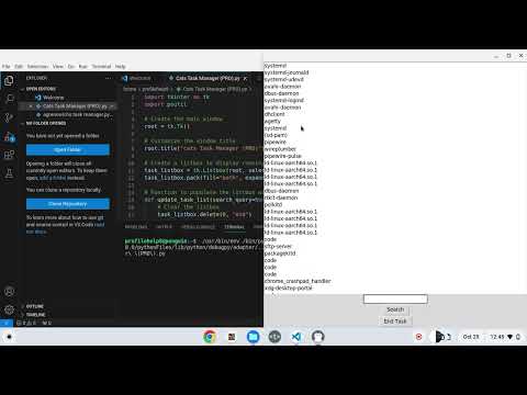 i made a working task manager with search and end task in VS code