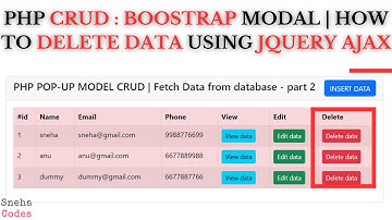 PHP CRUD-6:(Bootstrap pop-up modal) - How to Delete data using JQUERY AJAX