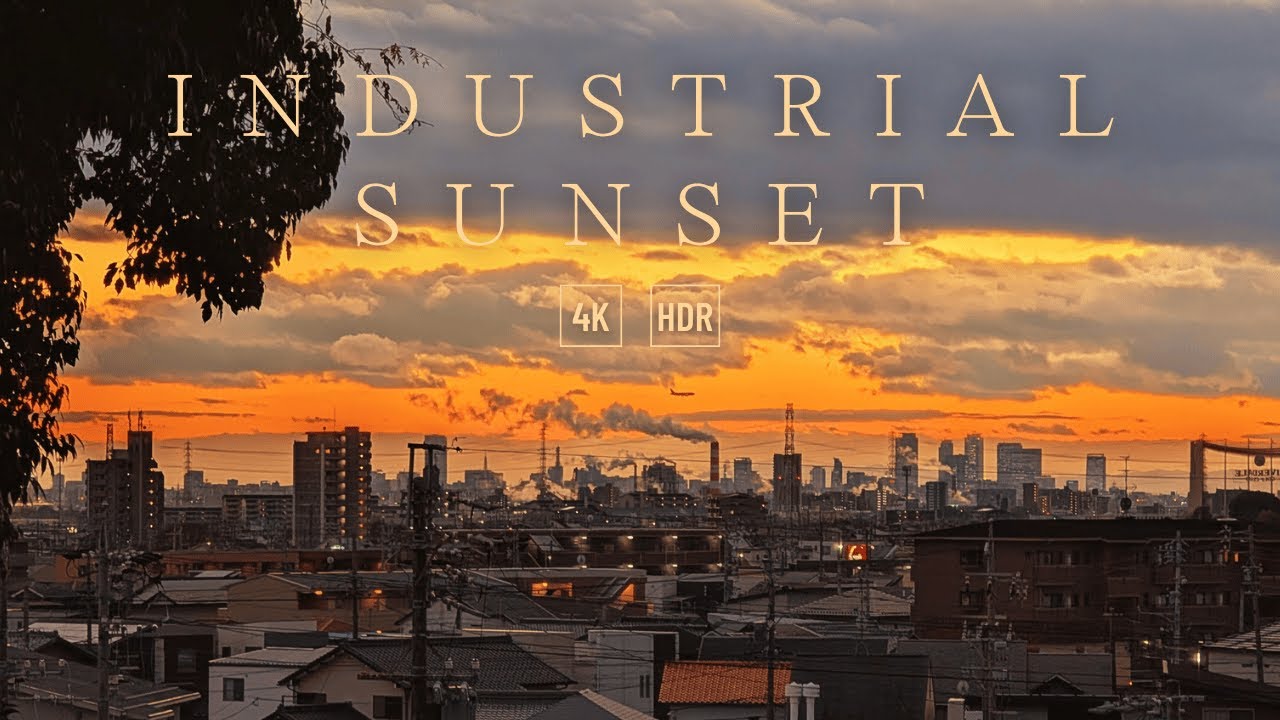 Nostalgic Sunset Ambience City Silhouettes in Japan 4K HDR 夕暮れの都市のシルエット