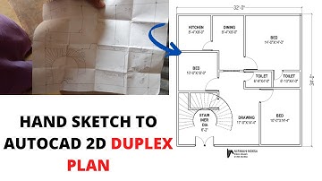 Raster Image to AutoCAD Floor Plan || Hand Sketch to CAD 2D DUPLEX  Draft.