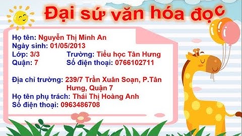 Bài dự thi Đại sứ văn hóa đọc - Học sinh Nguyễn Thị Minh An - Lớp 3/3 - Trường tiểu học Tân Hưng Q.7