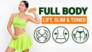 Chest Lift, Slim Waist & Booty Pump | Standing 1kg Dumbbell Workout