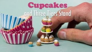 Miniature Cupcakes and Three Tiers Stand Tutorial // Dollhouse Food