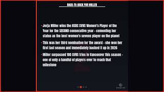 Jorja Miller Wins Back-to-Back SVNS Women's Player of the Year 🏆