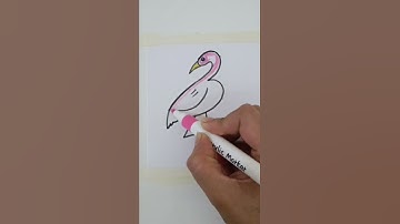 #easy draw flamingo with number 3 and 4 # art