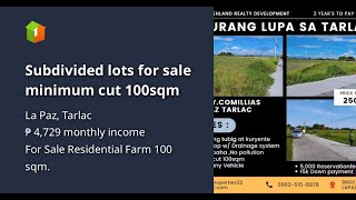 Subdivided lots for sale minimum cut 100sqm