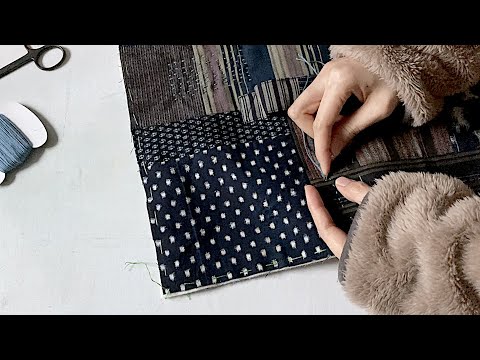 古布を使ってパッチワーク刺し子ミシンカバーを作る 着物古着