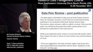 OceanTeacher - RDM-topic7-pt3 - Data publication : data peer review, data journals, publishers