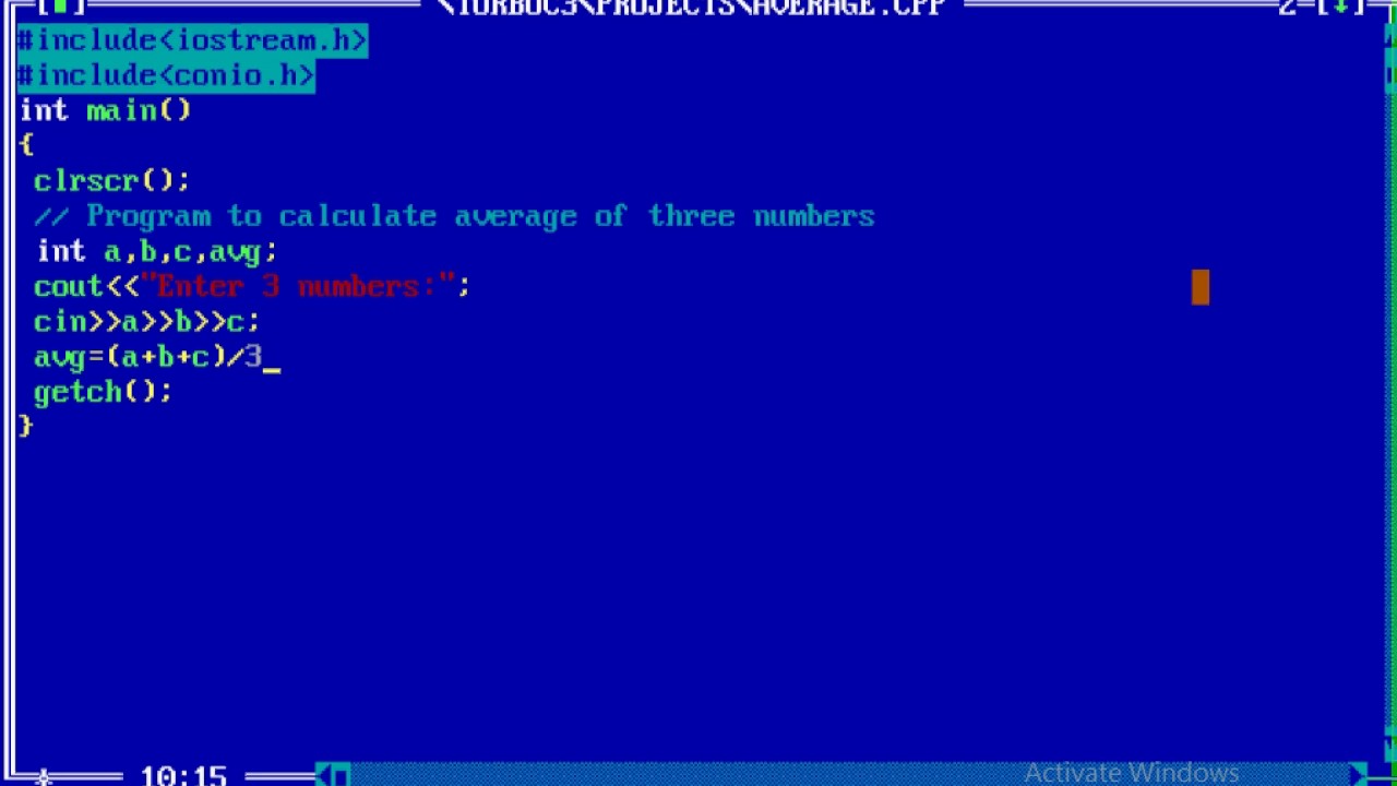 C++ Program to calculate Average of three numbers - YouTube