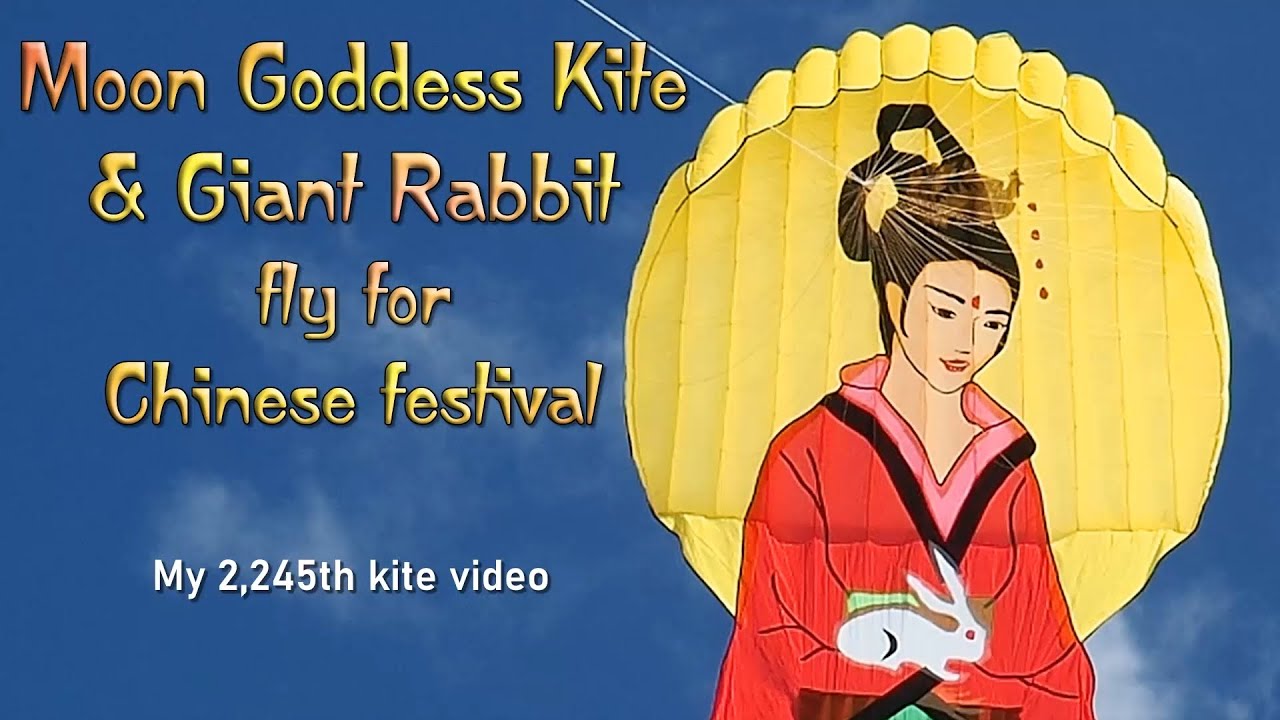 Big Rabbit Kite Moon Goddess Kite & Giant Rabbit fly for Chinese festival - YouTube