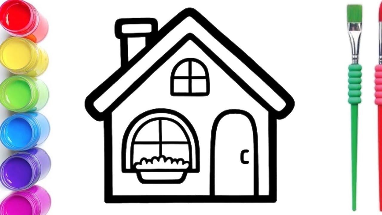 Простой рисунок дома 🏡 для детей | Рисунок дома 🏡 для детей шаг за шагом