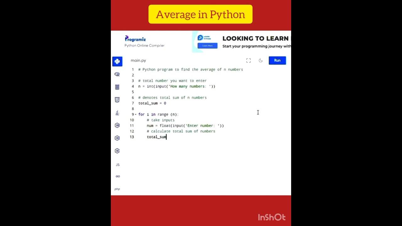 average in python @sdmotivation9064 #development #developer # ...