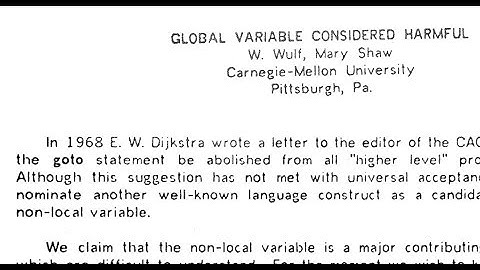 Read a paper:  Global variable considered harmful