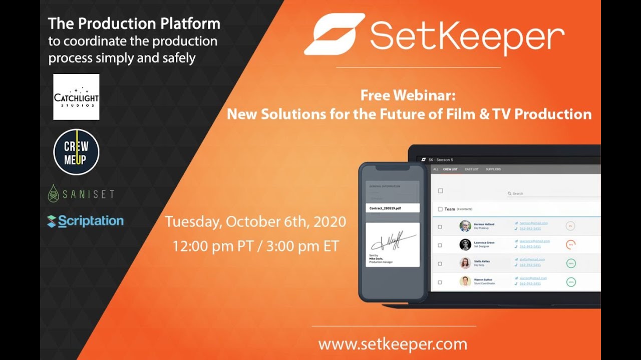 Webinar: New Solutions for the Future of Film & TV Production - October 6, 2020