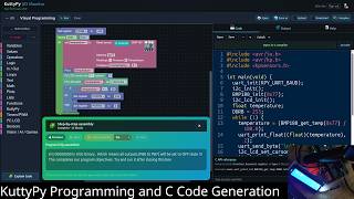 KuttyPy Plus : Visual Code assistant, C code Generation, and Cloud Compilation