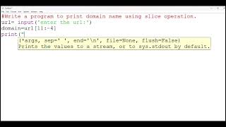 Python program to print domain name using slice operation #sivt #python #likeandsubscribe