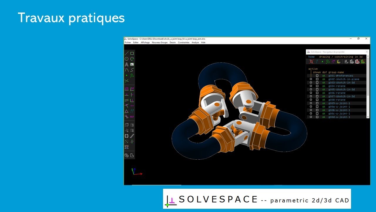 Solvespace partie 5 : TP - piece 001 - YouTube